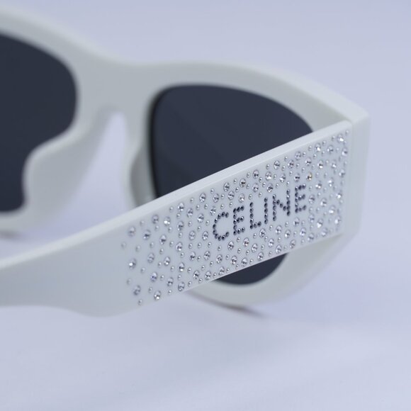 ?️ New Celine CL4278US 25A Sunglasses - Ivory with Crystal Stud Detail Frame